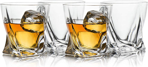 Trinkware Hampton Whiskey Glasses Set of 4 - Double Old Fashion Glasses Lead-free Dishwasher Safe Glassware For Scotch Bourbon Malt Vodka Beer - Large 10 oz Capacity