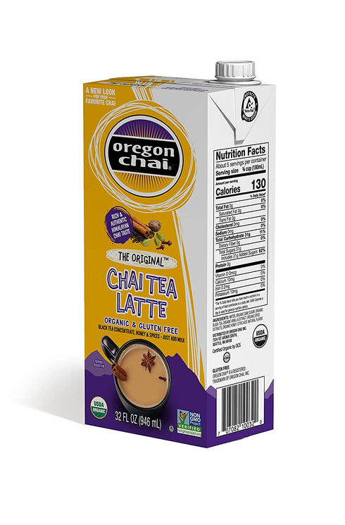 Oregon Chai, Organic and Gluten Free Chai Tea Latte Concentrate, The Original, 32 Ounce Boxes (Pack of 6)