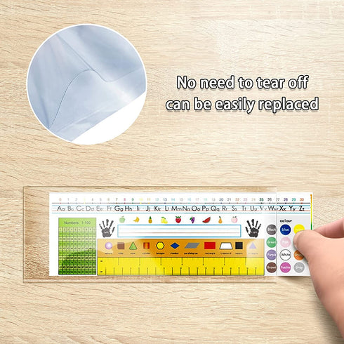 Toniper 30 Pieces Nameplate Pocket Self-Adhesive Clear PVC View Desk Name Tag Sleeves Protectors for Classroom Desk, Office Supplies, 12.5 x 4.7 Inch
