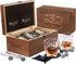 Whiskey Glasses Set of 2 - Bourbon Glasses with Wooden Box, Old Fashioned Whiskey Glass Set with Stones, 10 oz Scotch Glasses Gift Set for Men, Crystal Cocktail Glasses/Bar Glasses for Dad
