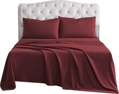 Twin Bed Sheets Set - 3 Piece Bedding - Brushed Microfiber - Shrinkage and Fade Resistant - Easy Care (Twin, Burgundy)
