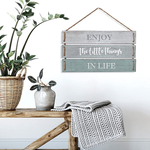 Barnyard Designs Enjoy The Little Things In Life Quote Wall Decor, Decorative Wood Plank Hanging Sign 17? x 10.25?