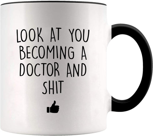 YouNique Designs Future Doctor Coffee Mug, 11 Ounces, White, Funny Medical Student Cup, Med School Mug, Medical School (Black Handle)
