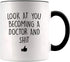 YouNique Designs Future Doctor Coffee Mug, 11 Ounces, White, Funny Medical Student Cup, Med School Mug, Medical School (Black Handle)
