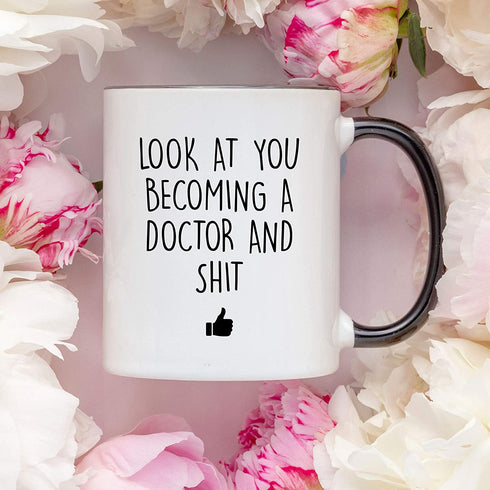 YouNique Designs Future Doctor Coffee Mug, 11 Ounces, White, Funny Medical Student Cup, Med School Mug, Medical School (Black Handle)