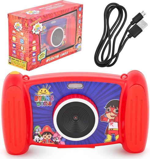 FirstTrends Ryan’s World Interactive Camera for Kids, Fun Rechargeable Camera for Children with Video, 4 x Zoom Camera, MP3 Player, Cool Games & More- SD Card Included- Retro Toy for Kids Aged 3+
