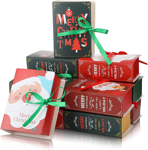 12 Pieces Christmas Cookie Boxes Chocolate Candy Bakery Boxes Cute Baking Boxes Cookie Tin Treat Boxes Holiday Packaging for Cakes, Cookies, Goodies, Candy, Christmas, Birthdays, Weddings Parties