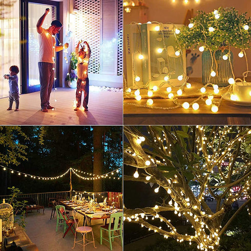 Battery Operated String Lights - 52FT 2 Pack 120 LEDs Globe Fairy String Lights Waterproof 8 Modes with Remote and Timer for Bedroom Wedding Party Christmas Decoration, Warm White