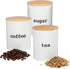 Kitchen Canister Set with Air Tight Bamboo Lids- 3 Food Storage Containers for Coffee, Tea and Sugar