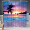 Riyidecor Beach Shower Curtain Ocean Sunrise Tropical Palm Tree Hawaiian Sunset Costal Scenery Sea Waves Summer Bathroom Home Decor Set Waterproof Polyester 72WX72H Inch 12 Pack Plastic Hooks WW-IHTB