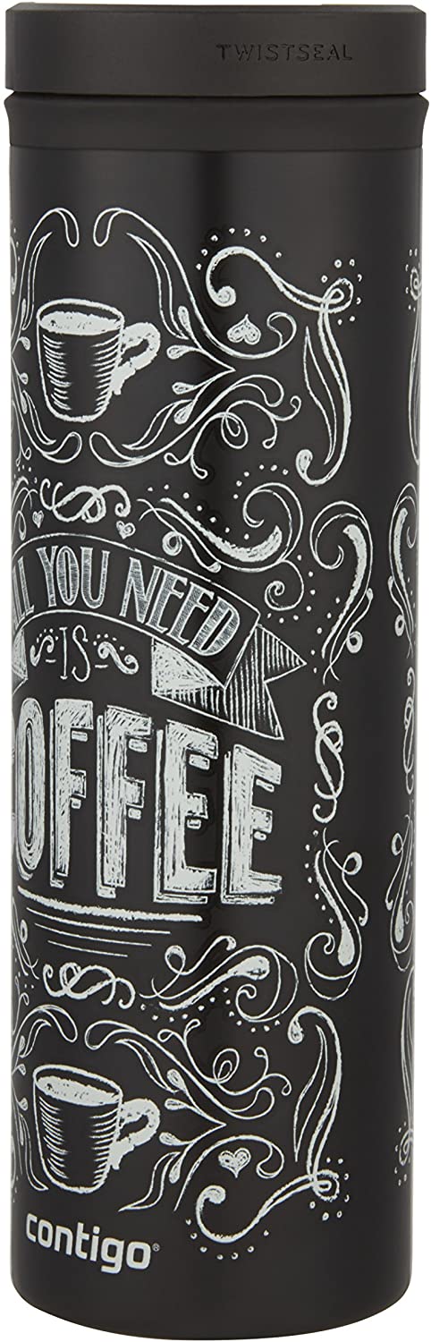 Contigo TWISTSEAL Eclipse Vacuum-Insulated Stainless Steel Travel Mug, 20 oz., All You Need Is Coffee