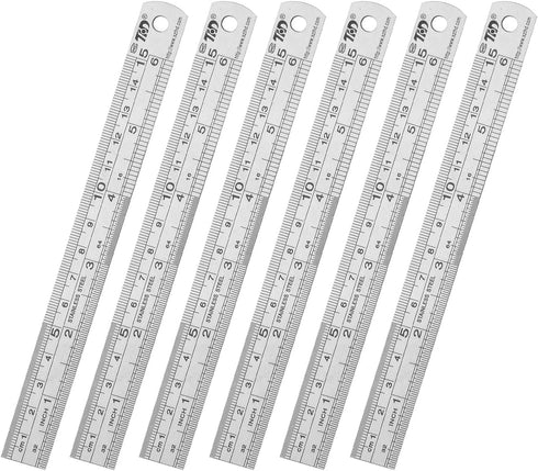 Ruler Metal Straight Edge Ruler Stainless Steel Ruler 6 Inch Ruler Set Rulers Bulk 6 Pack