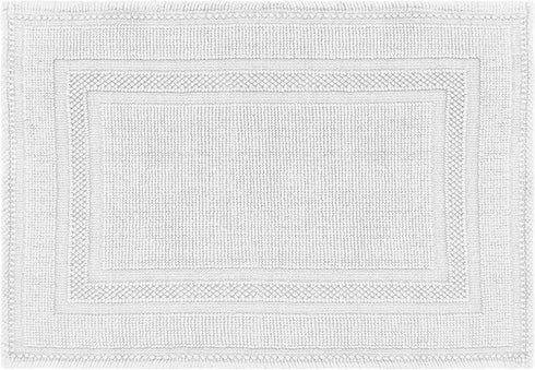 Jean Pierre Stonewash Racetrack Bath Rug | Cotton | Premium Bathroom Décor | Machine Washable | Highly Absorbent | Measures 21? x 34? | White\