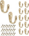 Single Prong Hook 12 Pack Brass with Screws for Towel Scarf Robe | HOWTOOL