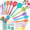 Homikit 42 Pieces Colorful Kitchen Cooking Utensils Set with Holder, Nonstick Silicone Utensil Spatula for Cooking, Heat Resistant Kitchen Tools Spoon Turner Whisk for Cookware, Dishwasher Safe