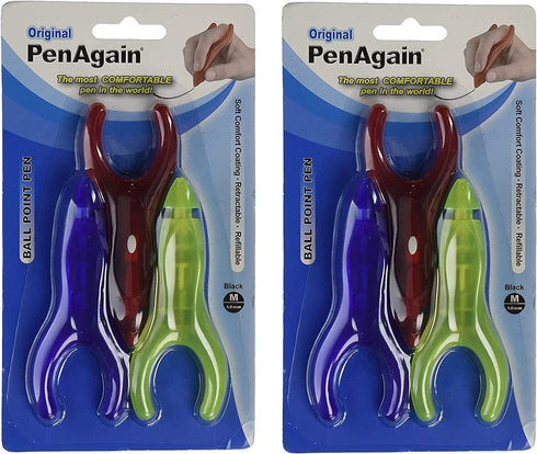 PenAgain Original 3 Pack Pens - Red, Blue, Green or Neon Green, 6 Count value