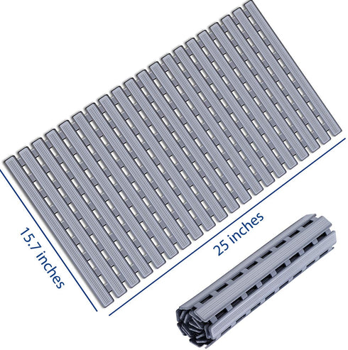 KMAT Shower Mat Non Slip Bathtub Mats Bath Mats for Shower Tub with Suction Cups and Drain Holes,Bathmat Bath Tub Mat (BPA, Latex, Phthalate Free)-Grey