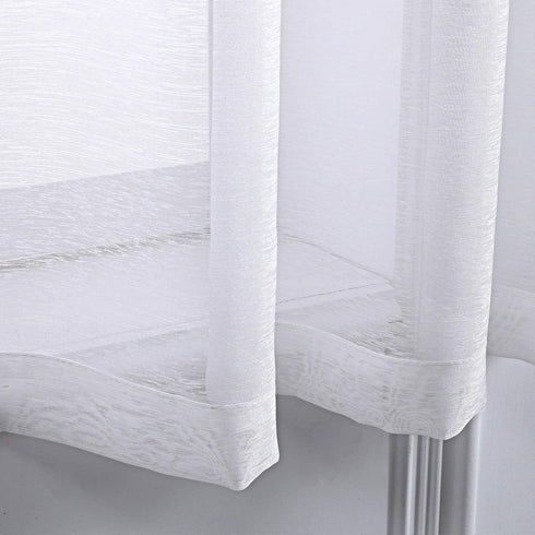 DONREN 45 Inch White Sheer Curtains Luxury Soft Short Textured Sheer Grommet Curtain Drapes for Kids Room 52 Inches Wide 2 Panels