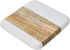 Creative Co-Op Marble & Acacia Wood, White & Natural, Set of 4 Coaster, 4"
