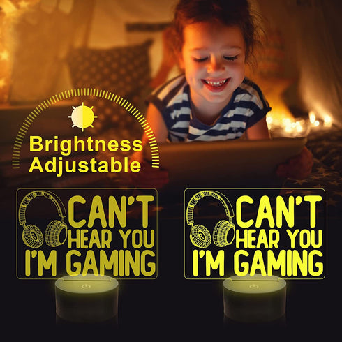Can't Hear You I'm Gaming Night Light, Headset Graphic Video Games Gamer Gift Funny 3D Illusion Lamp 16 Colors Changing Touch & Remote Control for Men Gamers Teenagers and Kids