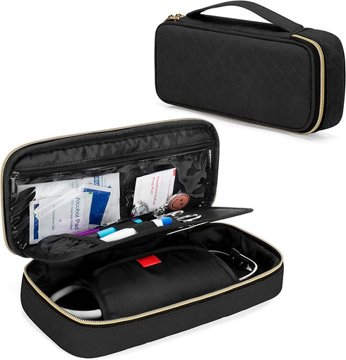 Damero Protective Stethoscope Case with Divider for Nurse Accessories, Stethoscope Carrying Bag Travel Case Compatible with 3M Littmann/ADC/Omron Stethoscope and Others, Black