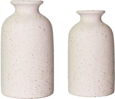 HY&GH Small Ceramic Vase Set of 2 ,Frosted Ceramic Flower vases , 5.7 inch, 5 inch H Tall, Modern Faux Floral Vase, Distressed Décor for Rustic Home, Wedding Centerpiece, Housewarming