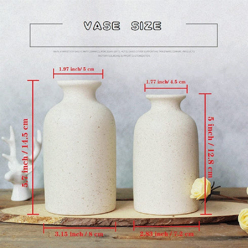 HY&GH Small Ceramic Vase Set of 2 ,Frosted Ceramic Flower vases , 5.7 inch, 5 inch H Tall, Modern Faux Floral Vase, Distressed Décor for Rustic Home, Wedding Centerpiece, Housewarming