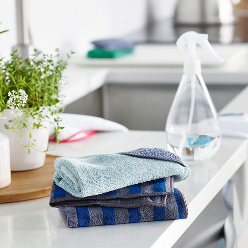 E-Cloth Range & Stovetop Cleaning Cloth, Reusable Premium Microfiber Cleaning Cloth, Ideal Oven & Glass Stove Top Cleaner, 100 Wash Guarantee, Blue & Gray, 2 Pack