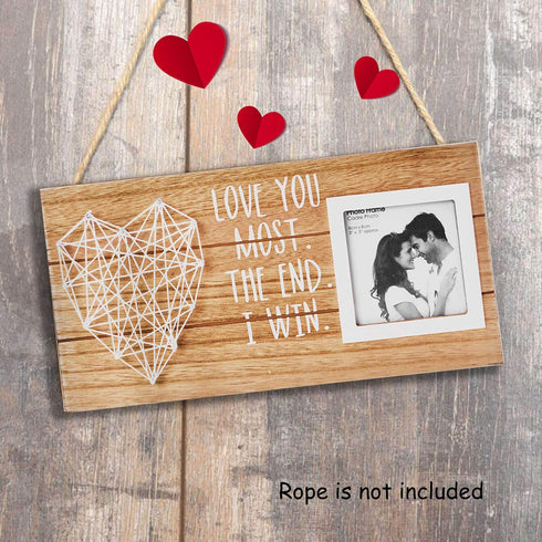 Vilight Boyfriend Girlfriend Couples Romantic Picture Frame - Love You Most the End I Win - Gifts for Him Her Rustic Sign for 3x3 Photo