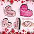 3 Pieces Valentine's Day Heart Wood Sign Reversible Heart Tray Decor Love Heart Shape Home Decor Double Side Printed Freestanding Table Decorations for Valentines Day Wedding Party (Lovely Style)