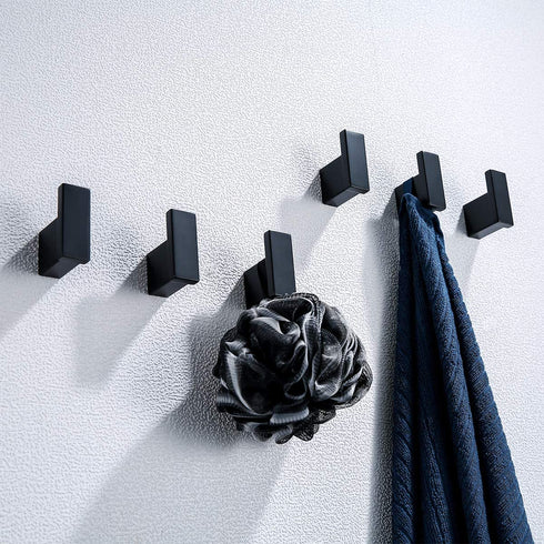 RANDOM Black Towel Hooks,Bathroom Hardware Accessories Hook SUS 304 Stainless Steel Matte Black Robe Hook for Bathroom Kitchen ,Contemporary Style Wall Mounted 2 Pack.