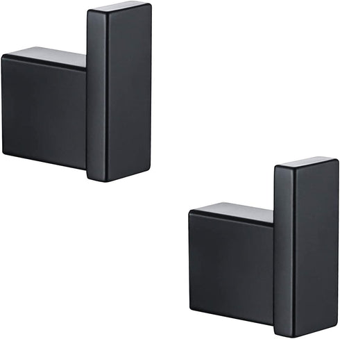 RANDOM Black Towel Hooks,Bathroom Hardware Accessories Hook SUS 304 Stainless Steel Matte Black Robe Hook for Bathroom Kitchen ,Contemporary Style Wall Mounted 2 Pack.