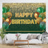 Ticuenicoa 7—5ft Glitter Green Gold Birthday Backdrop Gold Green Bokeh Balloons Women Men Happy Birthday Banner Decorations 30th 40th 50th 60th Birthday Party Photography Background Photo Props