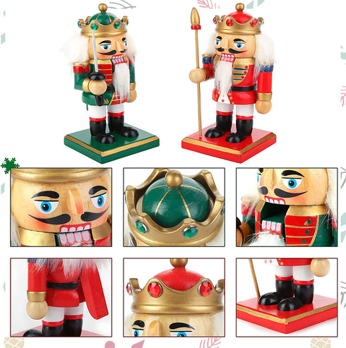 3 otters Christmas Nutcracker Ornaments Set, 2 Set Christmas Nutcrackers Figures Christmas Nutcrackers Soldier King Wooden Christmas Nutcrackers for Festive Christmas Desktop Decor, 6 Inch Tall