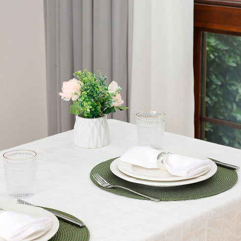 HODJOY placemat, Round Woven placemat for Indoor and Outdoor, 15", Set of 6 (Olive)