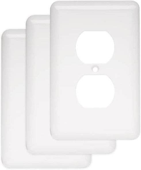Franklin Brass W10249V-W-C Stamped Steel Round Single Duplex Outlet Wall Plate / Switch Plate / Cover, White, 3-Pack