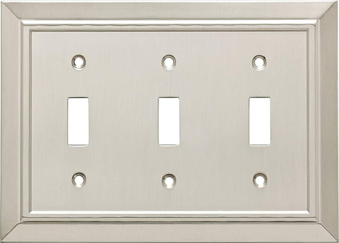 Franklin Brass W35225-SN-C Classic Architecture Triple Toggle Switch Wall Plate / Switch Plate / Cover, Satin Nickel