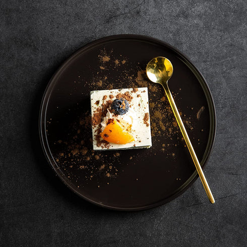 GBHOME Stoneware Salad plates set of 4, 7.5 Inch Ceramic Dessert Dishes Set,Dinner Plates for Salad,Dessert, Pasta, Fruit , Scratch Resistant and Dishwasher & Microwave Safe,Dark Brown