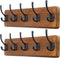 SKOLOO Rustic Wall Mounted Coat Rack: 16-inches Hole to Hole, Case of 2, Pine Solid Wood Coat Hook Hanger - 5 Hooks for Hanging Clothes Robes Towels Coats