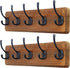 SKOLOO Rustic Wall Mounted Coat Rack: 16-inches Hole to Hole, Case of 2, Pine Solid Wood Coat Hook Hanger - 5 Hooks for Hanging Clothes Robes Towels Coats