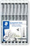 STAEDTLER Pigment Liner Fineliner Pens with Assorted Line Width - Black (Set of 8)