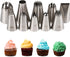 Kayaso Cake Decorating Icing Piping Tip Set, 10 X-large Decorating Tips Stainless Steel Plus 20 Disposable Pastry Bags