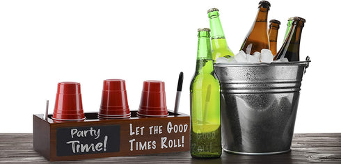 GoodE Boxes Triple Solo Cup Holder with Bottle Opener and Marker Slot
