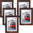 QUTREY 5x7 Picture Frame Set of 5, Rustic Distressed Display 5x7 Photo Pictures with Mat or 6x8 Without Mat for Wall Mount or Tabletop, Brown