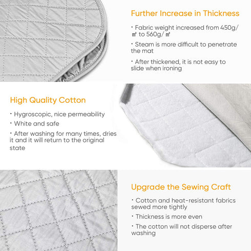 Upgraded Thick Ironing Mat,Travel Ironing Blanket Ironing Pad,Portable Double-Side Using,Heat Resistant Pad Cover for Washer,Dryer,Table Top,Countertop,Ironing Board for Small Space (22 x 47 inch)
