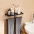 Matte Black Toilet Paper Toilet Holder with Shelf/ Dual Rolls Commercial Toilet Paper Dispenser with Storage Shelf for Wipes, Tissues, Cell Phone. Wall Mounted with Glue or Screws, Aluminum