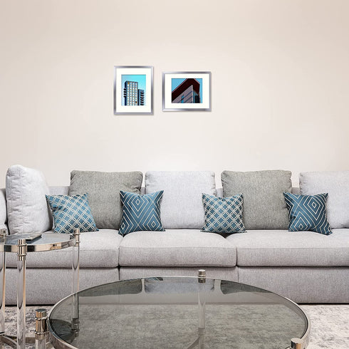 Golden State Art, 11x14 Brushed Aluminum Frame with Ivory Mat for 8x10 Picture - Wide Molding- Swivel Tabs, Sawtooth Hangers - Wall Display (Satin Silver, 1 Pack)