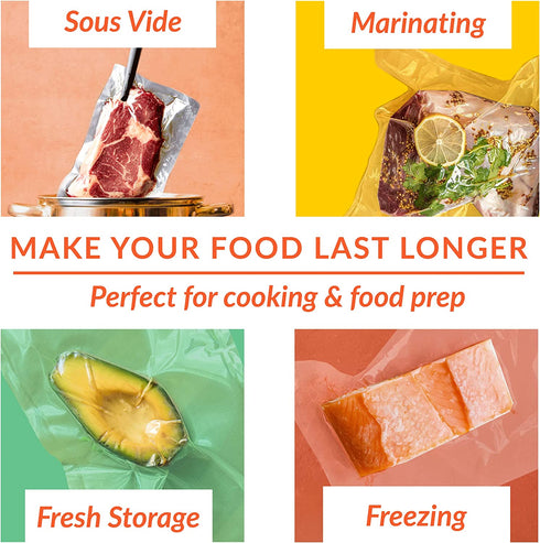 Nutri Lock Vacuum Sealer Bags - Set of 2 11x50 Inch BPA-Free Rolls - Vac Seal for Sous Vide & Meal Prep - Compatible with Foodsaver, Commercial Grade Bag