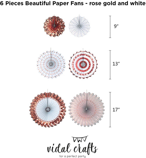 VIDAL CRAFTS Rose Gold Baby Shower Decorations for Girl, It's a Girl Banner, BABY Girl Foil Balloons, 36 Pieces Rose Gold Balloon Arch, Confetti Balloons, Paper Fans, Rose Gold and White Theme Décor