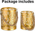 Romadedi Candle Holders Pillar Gold - Set of 2 for Tealight Pillar Candle Deocrative Hanging Lantern for Garden, Wedding Party Home Decor Table Centerpiece Indoor Outdoor